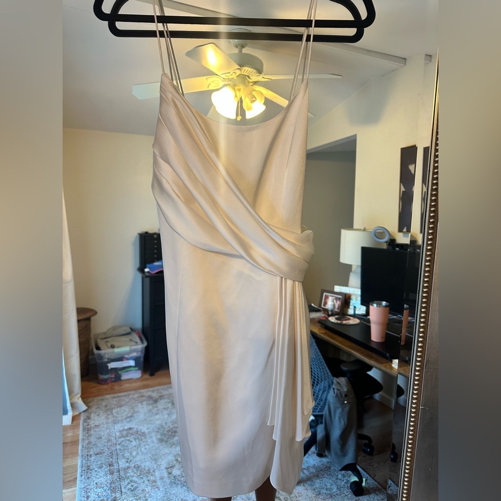 Alice + Olivia Cream Backless Draped Dress